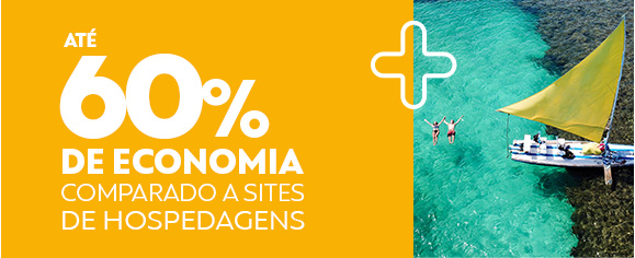 Até 60% de economia em hospedagens